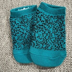 NEW Teal Blue Leopard Print Baby Ankle Socks – 5” (One Size Baby)